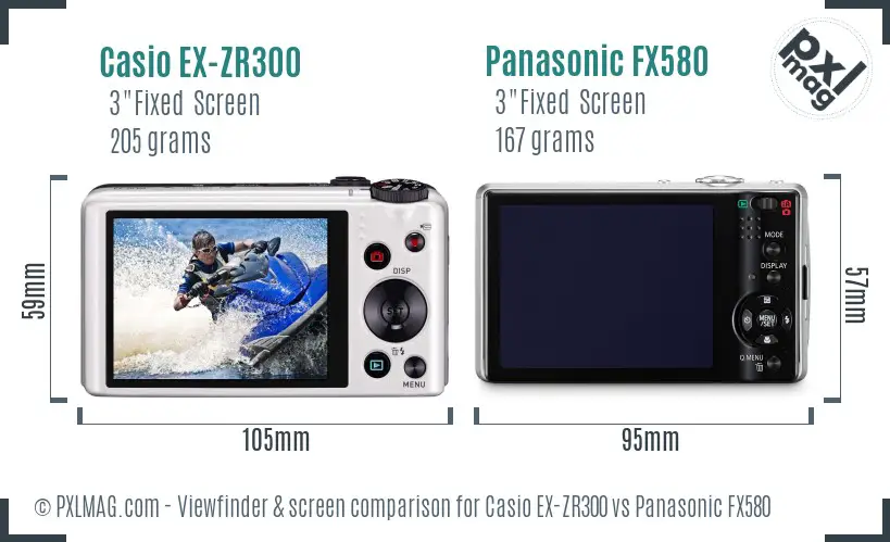 Casio EX-ZR300 vs Panasonic FX580 Screen and Viewfinder comparison Casio EX-ZR300 vs Panasonic FX580 Screen and Viewfinder comparison