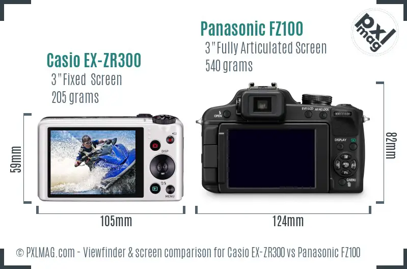 Casio EX-ZR300 vs Panasonic FZ100 Screen and Viewfinder comparison Casio EX-ZR300 vs Panasonic FZ100 Screen and Viewfinder comparison