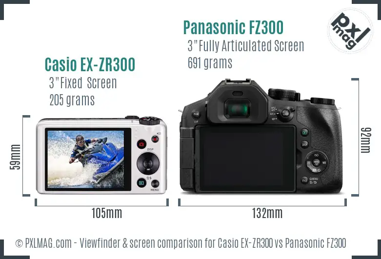 Casio EX-ZR300 vs Panasonic FZ300 Screen and Viewfinder comparison Casio EX-ZR300 vs Panasonic FZ300 Screen and Viewfinder comparison