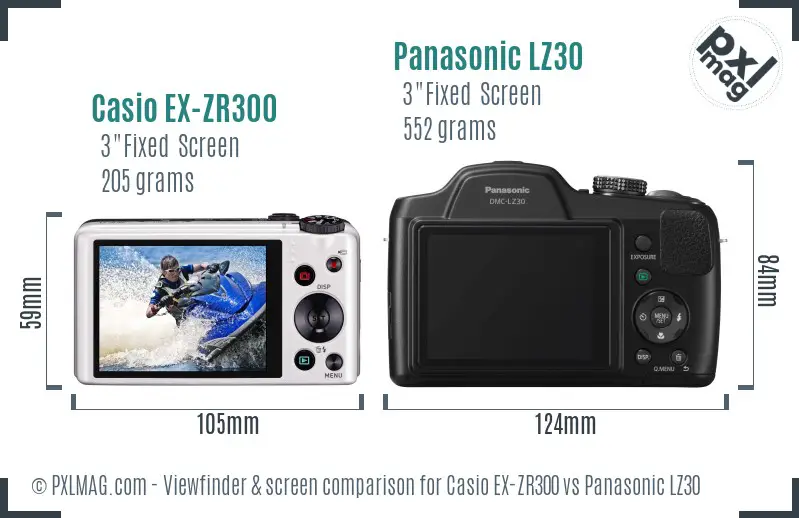 Casio EX-ZR300 vs Panasonic LZ30 Screen and Viewfinder comparison Casio EX-ZR300 vs Panasonic LZ30 Screen and Viewfinder comparison