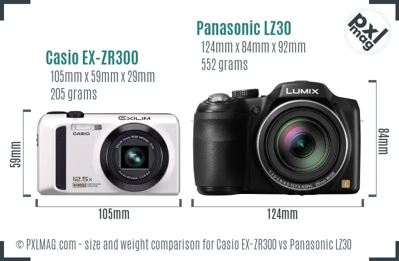 Casio EX-ZR300 vs Panasonic LZ30 size comparison Casio EX-ZR300 vs Panasonic LZ30 size comparison