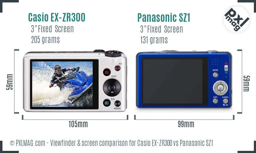 Casio EX-ZR300 vs Panasonic SZ1 Screen and Viewfinder comparison Casio EX-ZR300 vs Panasonic SZ1 Screen and Viewfinder comparison