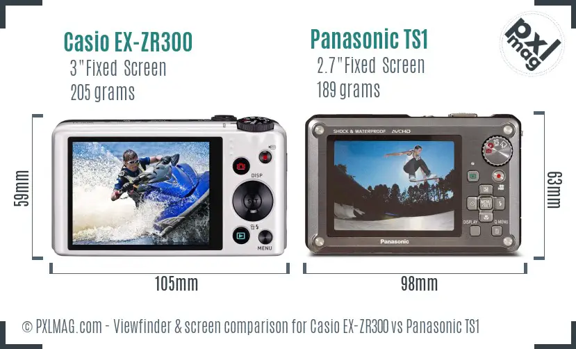 Casio EX-ZR300 vs Panasonic TS1 Screen and Viewfinder comparison