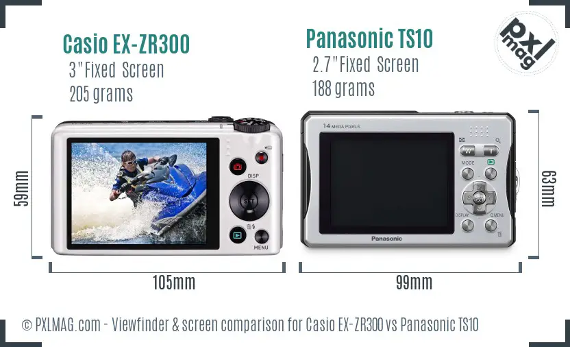Casio EX-ZR300 vs Panasonic TS10 Screen and Viewfinder comparison