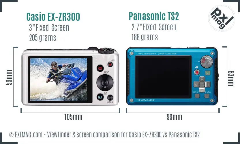 Casio EX-ZR300 vs Panasonic TS2 Screen and Viewfinder comparison