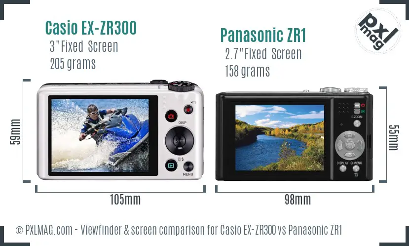 Casio EX-ZR300 vs Panasonic ZR1 Screen and Viewfinder comparison Casio EX-ZR300 vs Panasonic ZR1 Screen and Viewfinder comparison