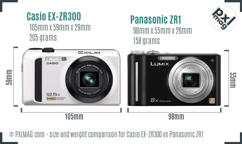 Casio EX-ZR300 vs Panasonic ZR1 size comparison Casio EX-ZR300 vs Panasonic ZR1 size comparison