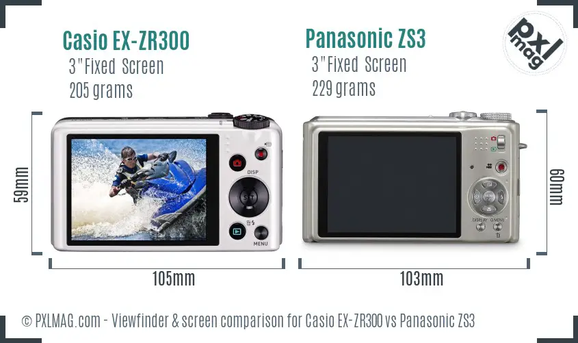 Casio EX-ZR300 vs Panasonic ZS3 Screen and Viewfinder comparison Casio EX-ZR300 vs Panasonic ZS3 Screen and Viewfinder comparison