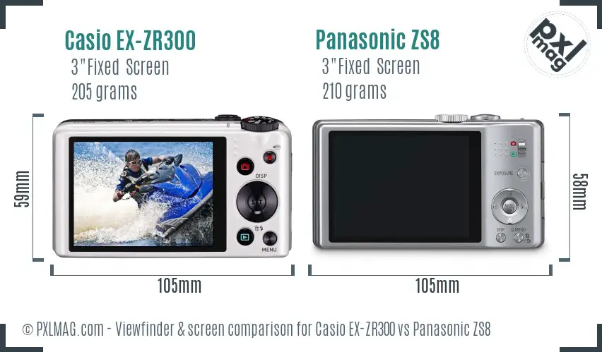 Casio EX-ZR300 vs Panasonic ZS8 Screen and Viewfinder comparison Casio EX-ZR300 vs Panasonic ZS8 Screen and Viewfinder comparison