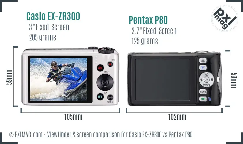 Casio EX-ZR300 vs Pentax P80 Screen and Viewfinder comparison Casio EX-ZR300 vs Pentax P80 Screen and Viewfinder comparison