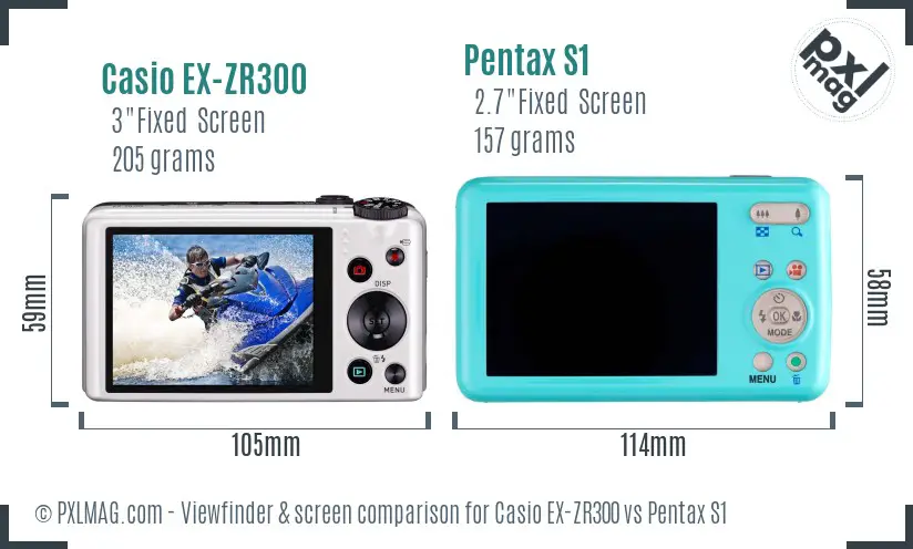 Casio EX-ZR300 vs Pentax S1 Screen and Viewfinder comparison