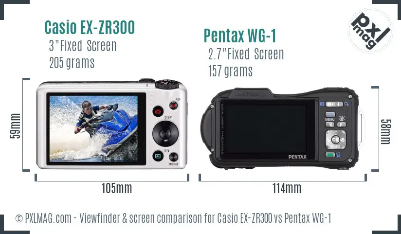 Casio EX-ZR300 vs Pentax WG-1 Screen and Viewfinder comparison