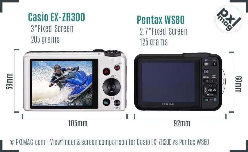 Casio EX-ZR300 vs Pentax WS80 Screen and Viewfinder comparison Casio EX-ZR300 vs Pentax WS80 Screen and Viewfinder comparison