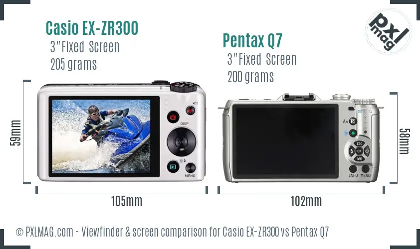 Casio EX-ZR300 vs Pentax Q7 Screen and Viewfinder comparison