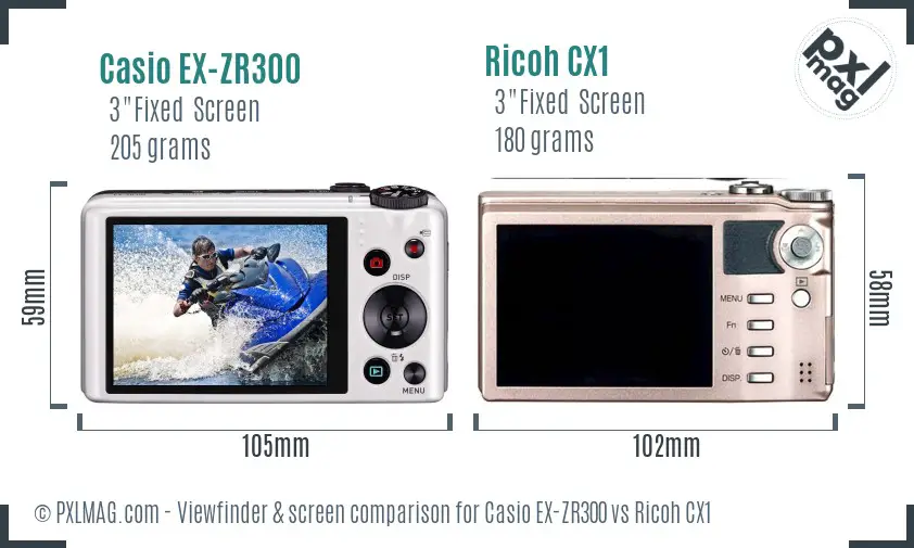 Casio EX-ZR300 vs Ricoh CX1 Screen and Viewfinder comparison Casio EX-ZR300 vs Ricoh CX1 Screen and Viewfinder comparison