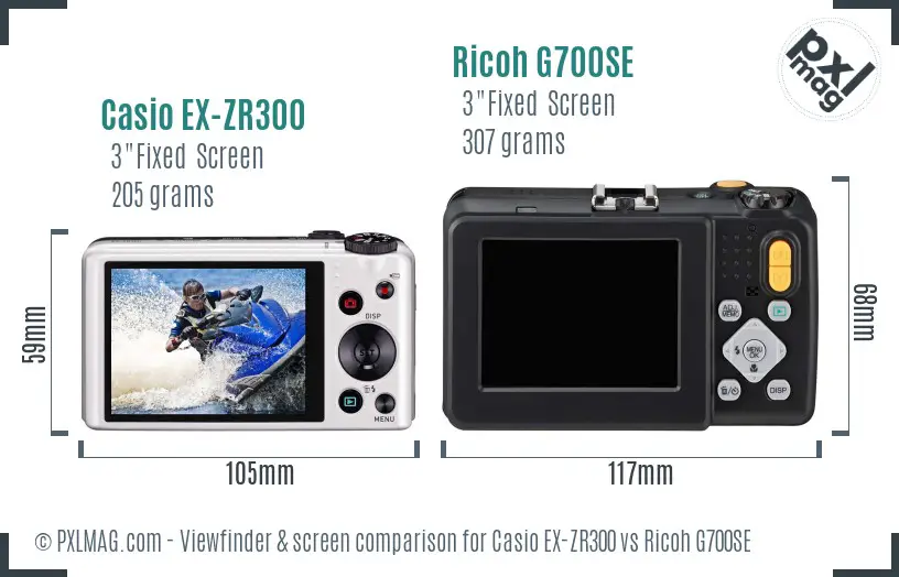 Casio EX-ZR300 vs Ricoh G700SE Screen and Viewfinder comparison Casio EX-ZR300 vs Ricoh G700SE Screen and Viewfinder comparison