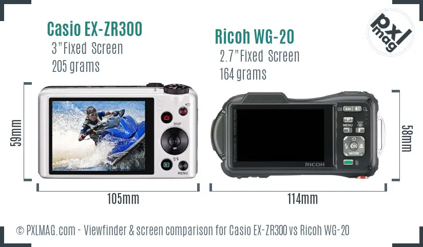 Casio EX-ZR300 vs Ricoh WG-20 Screen and Viewfinder comparison Casio EX-ZR300 vs Ricoh WG-20 Screen and Viewfinder comparison