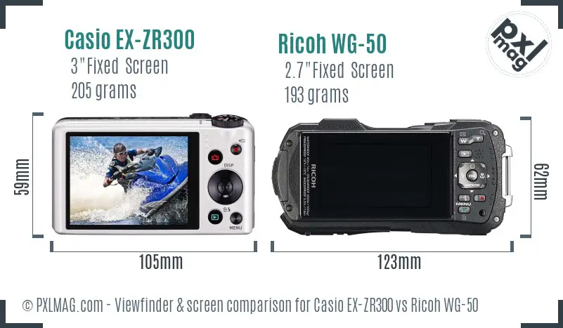 Casio EX-ZR300 vs Ricoh WG-50 Screen and Viewfinder comparison Casio EX-ZR300 vs Ricoh WG-50 Screen and Viewfinder comparison