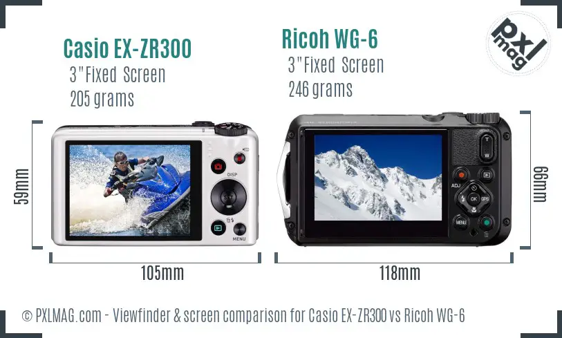 Casio EX-ZR300 vs Ricoh WG-6 Screen and Viewfinder comparison