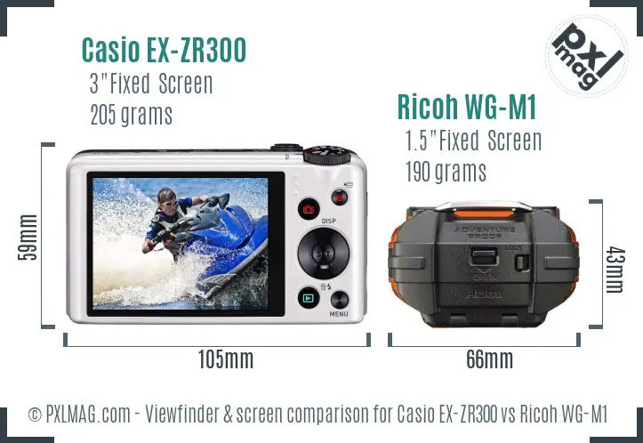 Casio EX-ZR300 vs Ricoh WG-M1 Screen and Viewfinder comparison