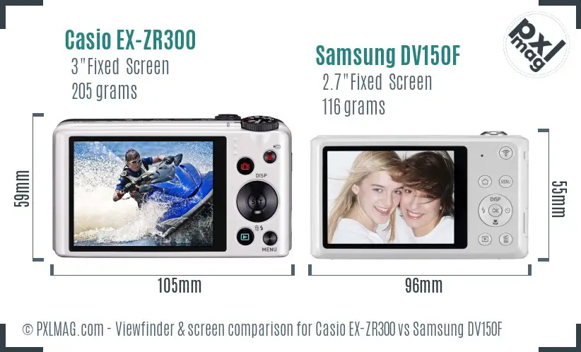 Casio EX-ZR300 vs Samsung DV150F Screen and Viewfinder comparison