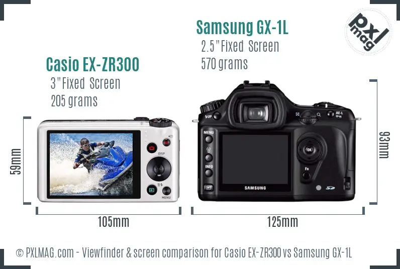 Casio EX-ZR300 vs Samsung GX-1L Screen and Viewfinder comparison