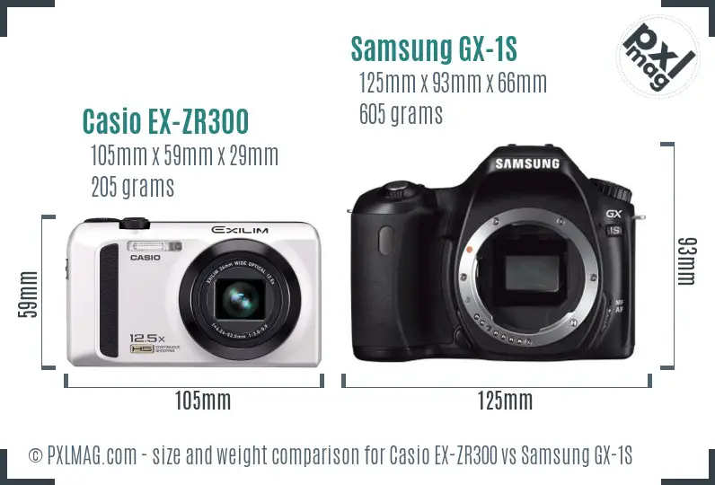 Casio EX-ZR300 vs Samsung GX-1S size comparison Casio EX-ZR300 vs Samsung GX-1S size comparison