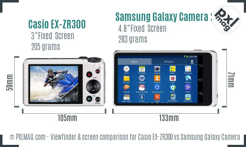 Casio EX-ZR300 vs Samsung Galaxy Camera 2 Screen and Viewfinder comparison