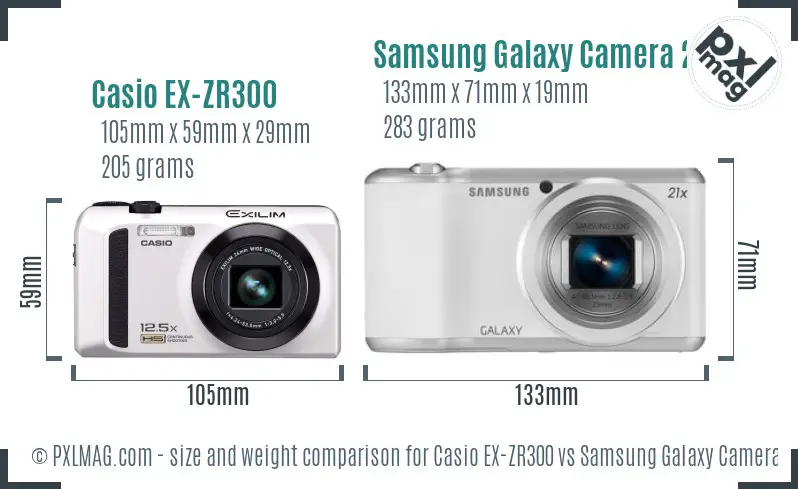 Casio EX-ZR300 vs Samsung Galaxy Camera 2 size comparison