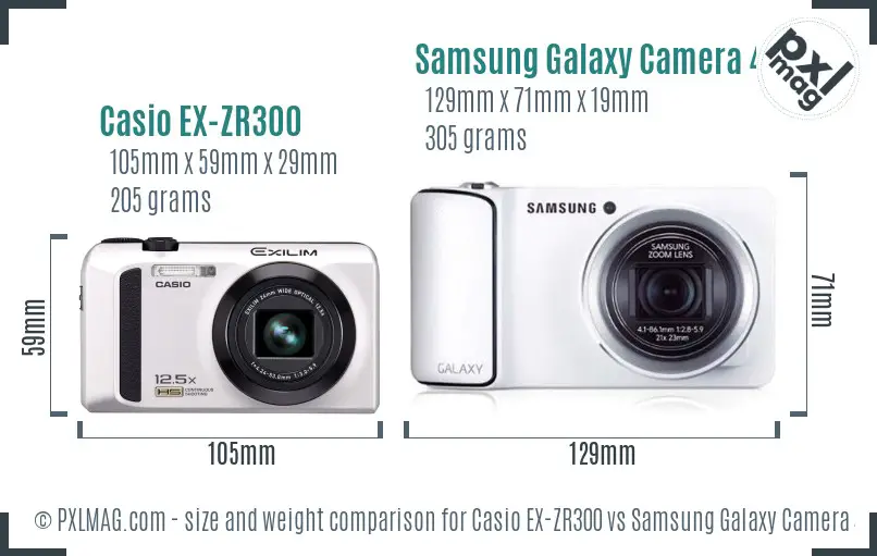 Casio EX-ZR300 vs Samsung Galaxy Camera 4G size comparison