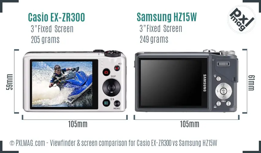 Casio EX-ZR300 vs Samsung HZ15W Screen and Viewfinder comparison Casio EX-ZR300 vs Samsung HZ15W Screen and Viewfinder comparison