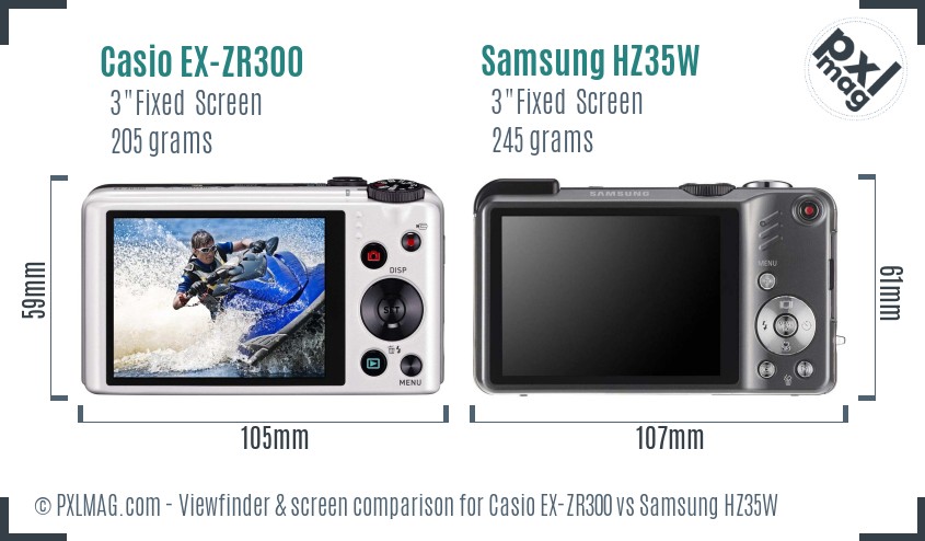 Casio EX-ZR300 vs Samsung HZ35W Screen and Viewfinder comparison