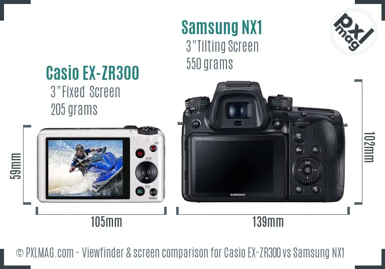 Casio EX-ZR300 vs Samsung NX1 Screen and Viewfinder comparison Casio EX-ZR300 vs Samsung NX1 Screen and Viewfinder comparison