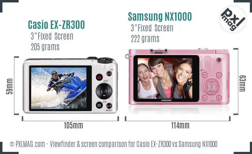 Casio EX-ZR300 vs Samsung NX1000 Screen and Viewfinder comparison