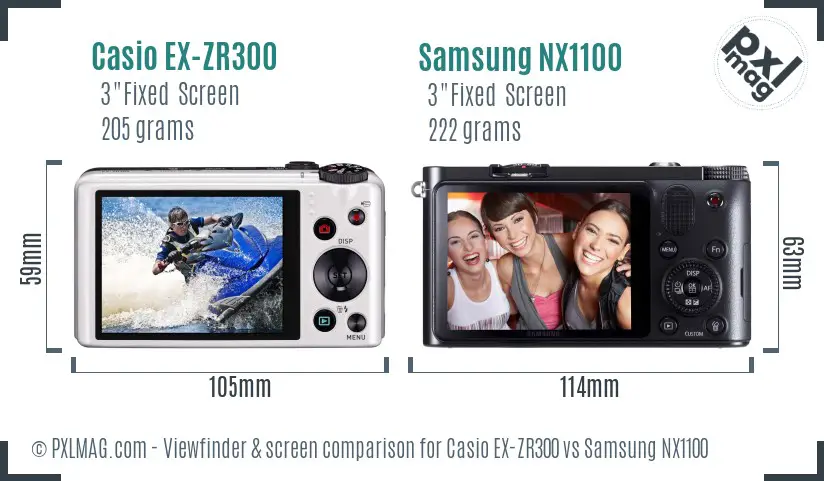 Casio EX-ZR300 vs Samsung NX1100 Screen and Viewfinder comparison
