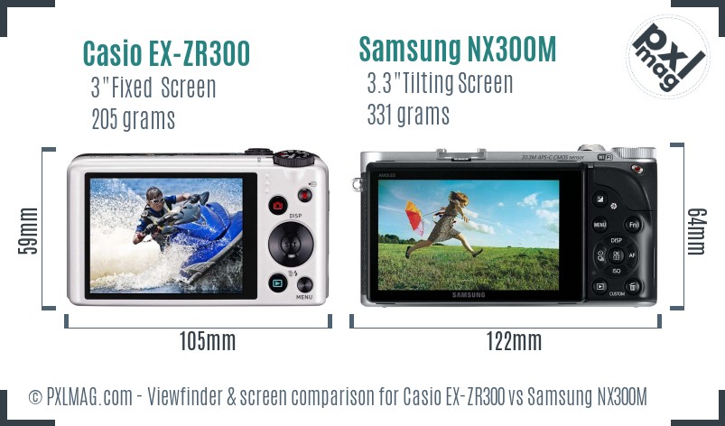 Casio EX-ZR300 vs Samsung NX300M Screen and Viewfinder comparison