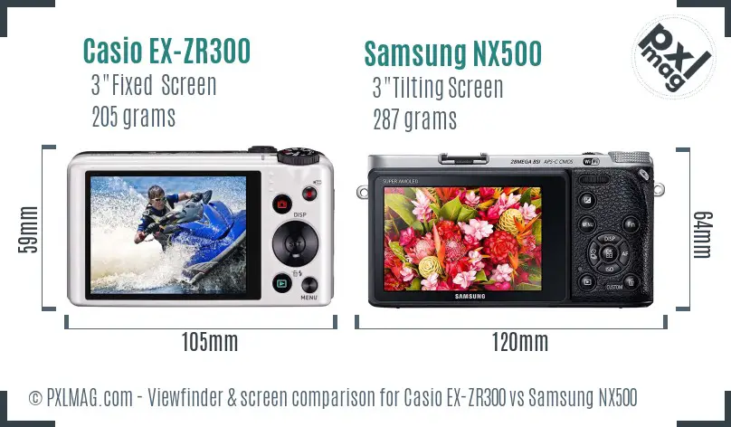 Casio EX-ZR300 vs Samsung NX500 Screen and Viewfinder comparison Casio EX-ZR300 vs Samsung NX500 Screen and Viewfinder comparison