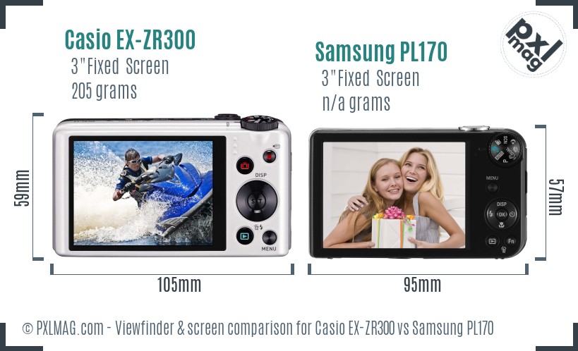 Casio EX-ZR300 vs Samsung PL170 Screen and Viewfinder comparison