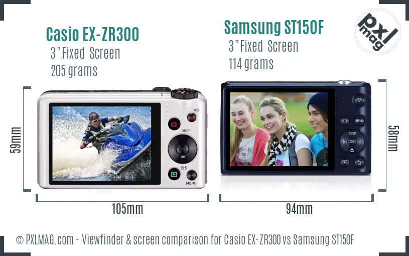 Casio EX-ZR300 vs Samsung ST150F Screen and Viewfinder comparison