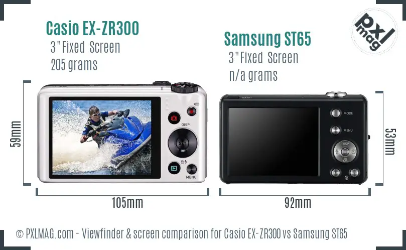 Casio EX-ZR300 vs Samsung ST65 Screen and Viewfinder comparison