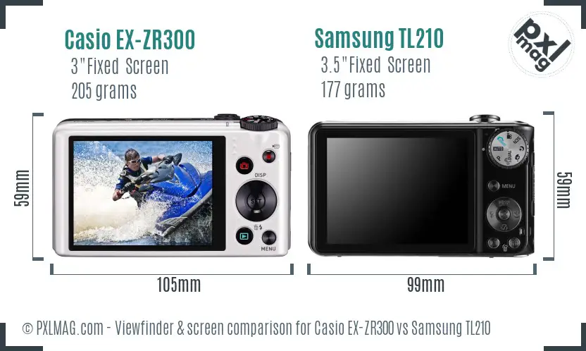 Casio EX-ZR300 vs Samsung TL210 Screen and Viewfinder comparison