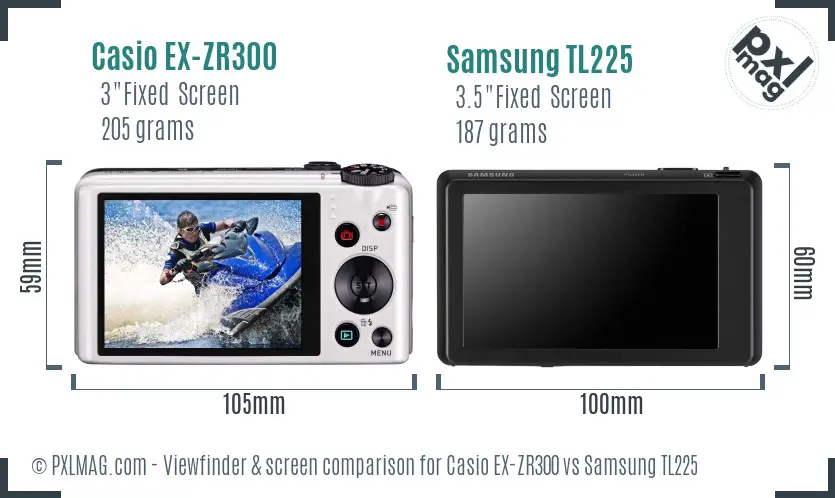 Casio EX-ZR300 vs Samsung TL225 Screen and Viewfinder comparison