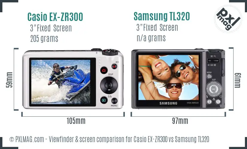 Casio EX-ZR300 vs Samsung TL320 Screen and Viewfinder comparison