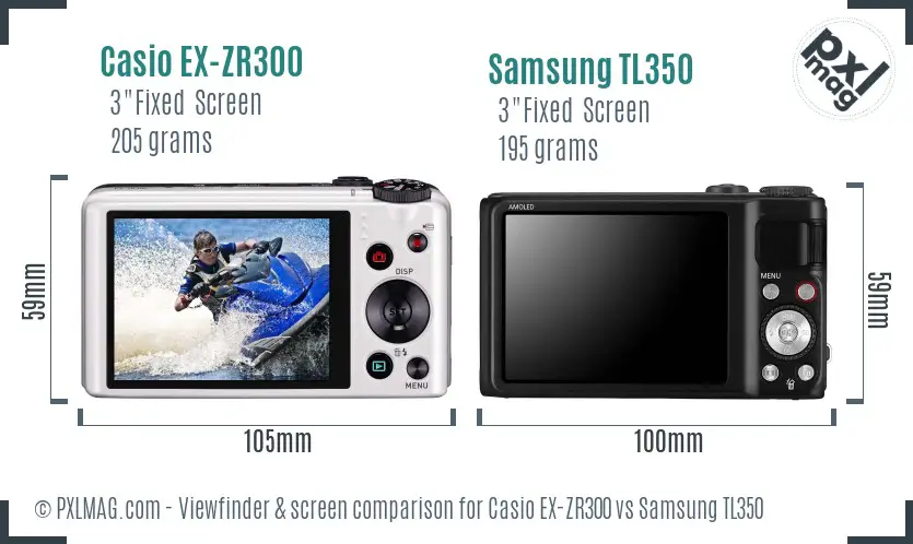 Casio EX-ZR300 vs Samsung TL350 Screen and Viewfinder comparison