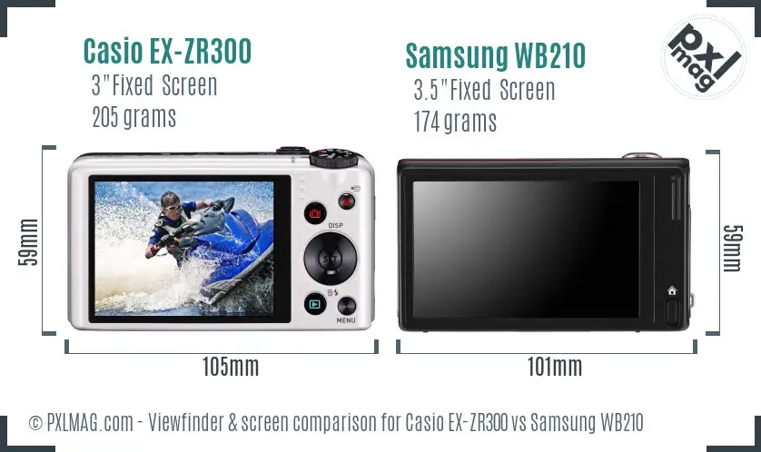 Casio EX-ZR300 vs Samsung WB210 Screen and Viewfinder comparison