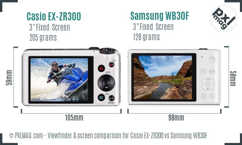 Casio EX-ZR300 vs Samsung WB30F Screen and Viewfinder comparison