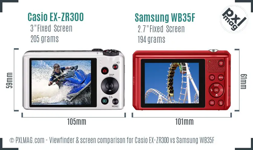 Casio EX-ZR300 vs Samsung WB35F Screen and Viewfinder comparison