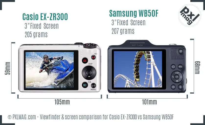 Casio EX-ZR300 vs Samsung WB50F Screen and Viewfinder comparison