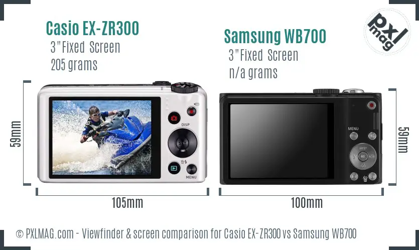 Casio EX-ZR300 vs Samsung WB700 Screen and Viewfinder comparison