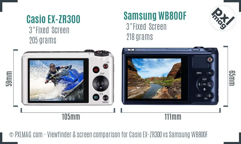 Casio EX-ZR300 vs Samsung WB800F Screen and Viewfinder comparison